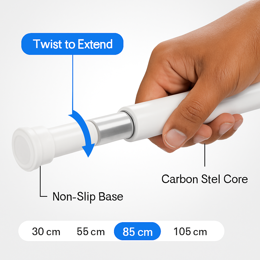 Tension Curtain Rod Extendable for Easy Home Use