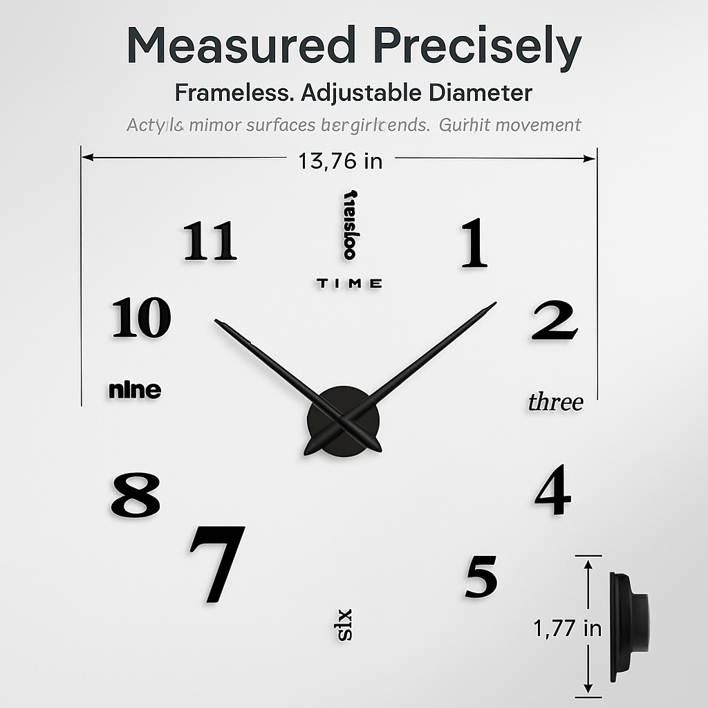 Wall Clock with 3D Mirror Surface for Modern Living Rooms