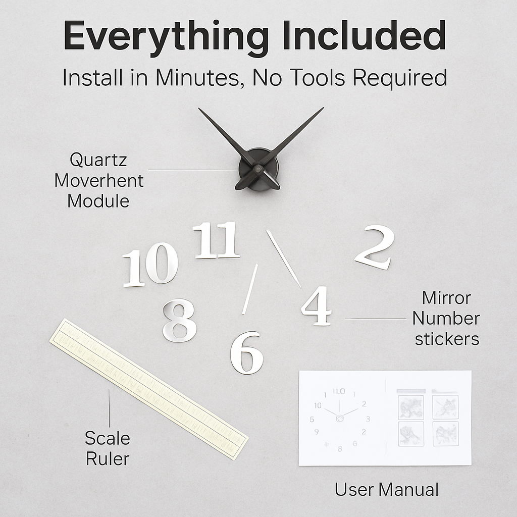 Wall Clock with 3D Mirror Surface for Modern Living Rooms