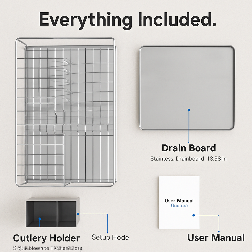 Dish Drying Rack with Drainboard and Cutlery Holder