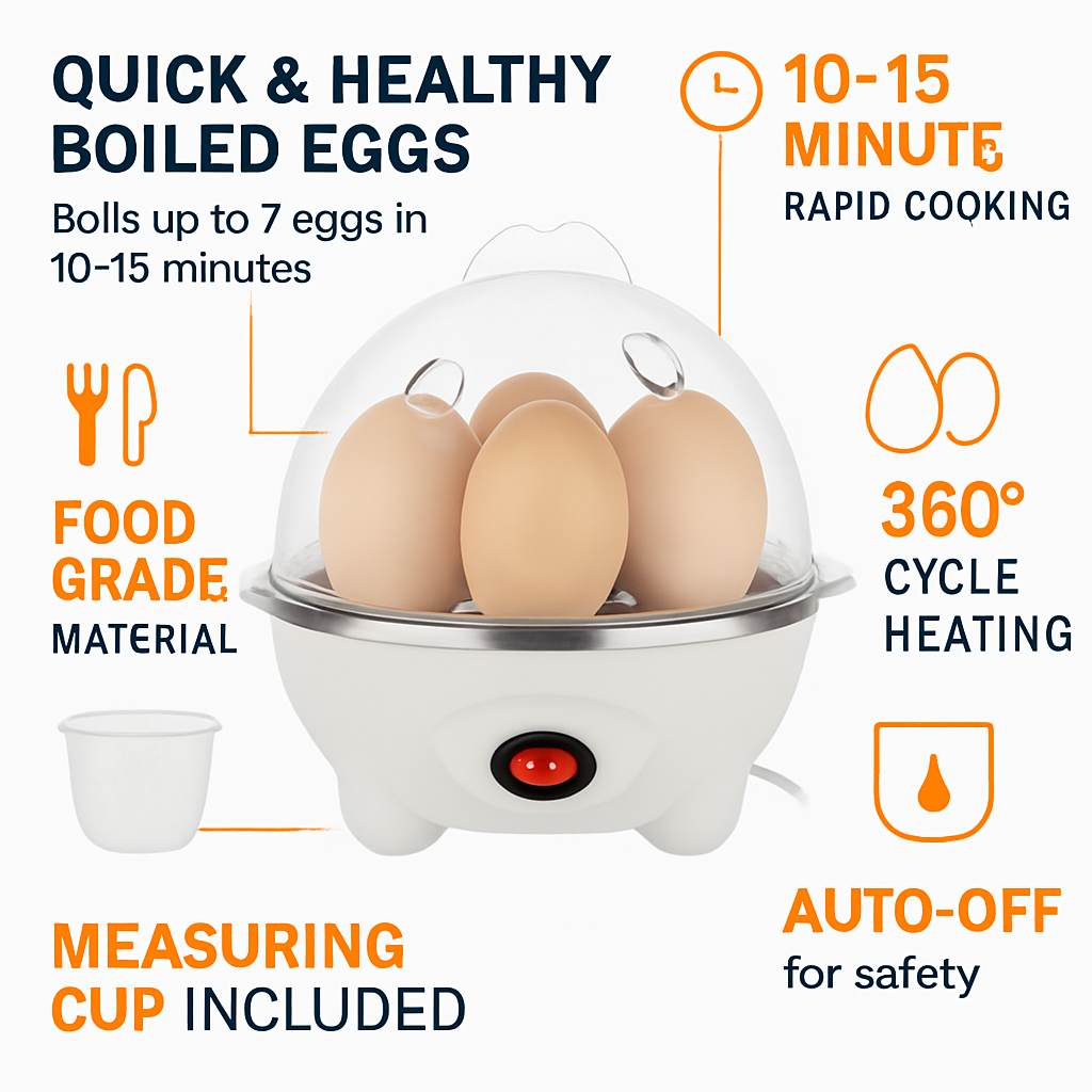 Electric Egg Cooker for Quick Boiling & Steaming