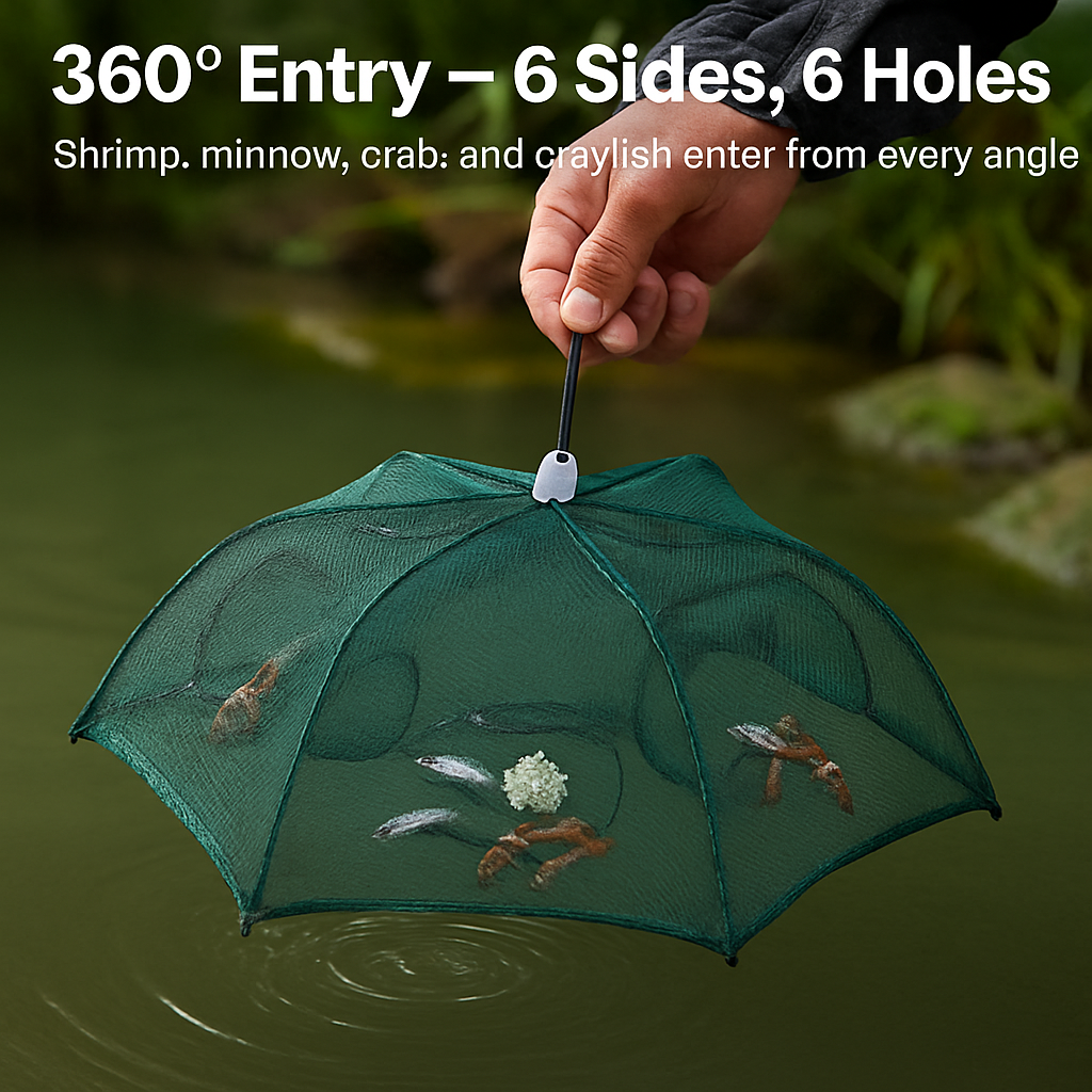 Fishing Trap Net Foldable Bait Trap for Shrimp & Crabs