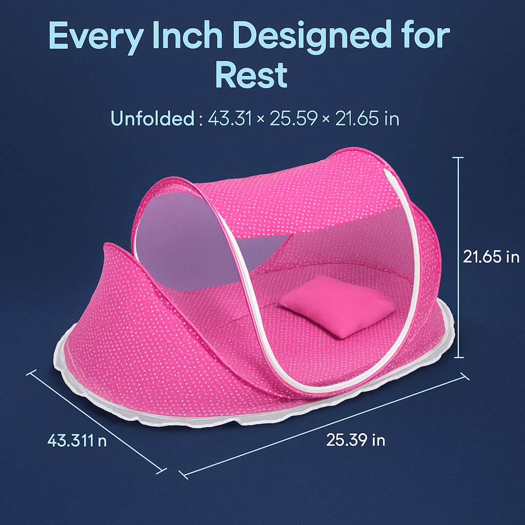 Foldable Baby Travel Bed with Mosquito Net