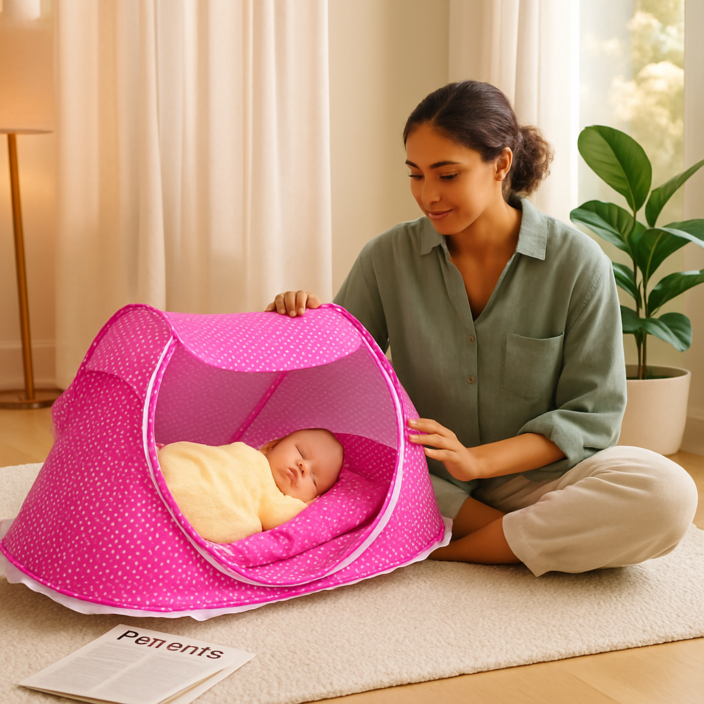 Foldable Baby Travel Bed with Mosquito Net