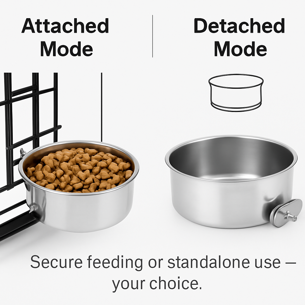 Dog Bowl with Clamp Holder for Cages and Enclosures