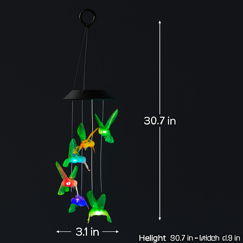 Solar Hummingbird Wind Chime Color Changing