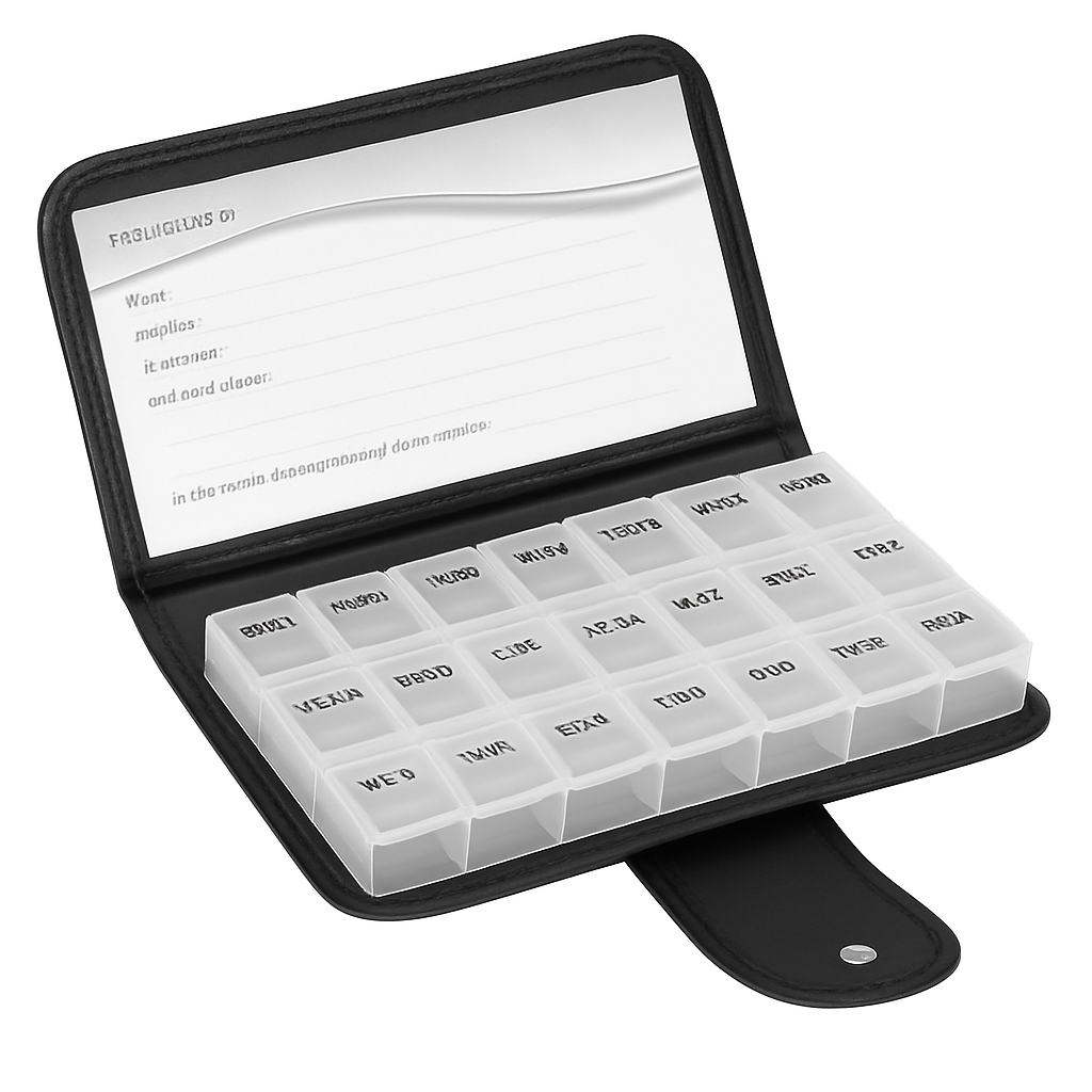 Weekly Pill Organizer in PU Leather Case - 7-Day