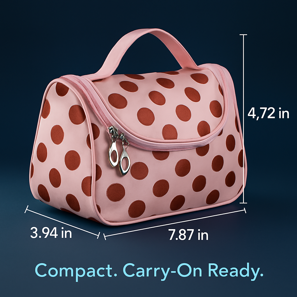 Travel Makeup Bag with Mirror - Compact Organizer