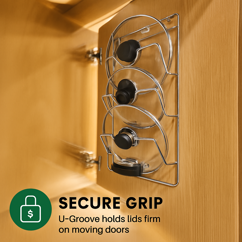 Pot Lid Rack Organizer for Cabinet Door and Wall Mount