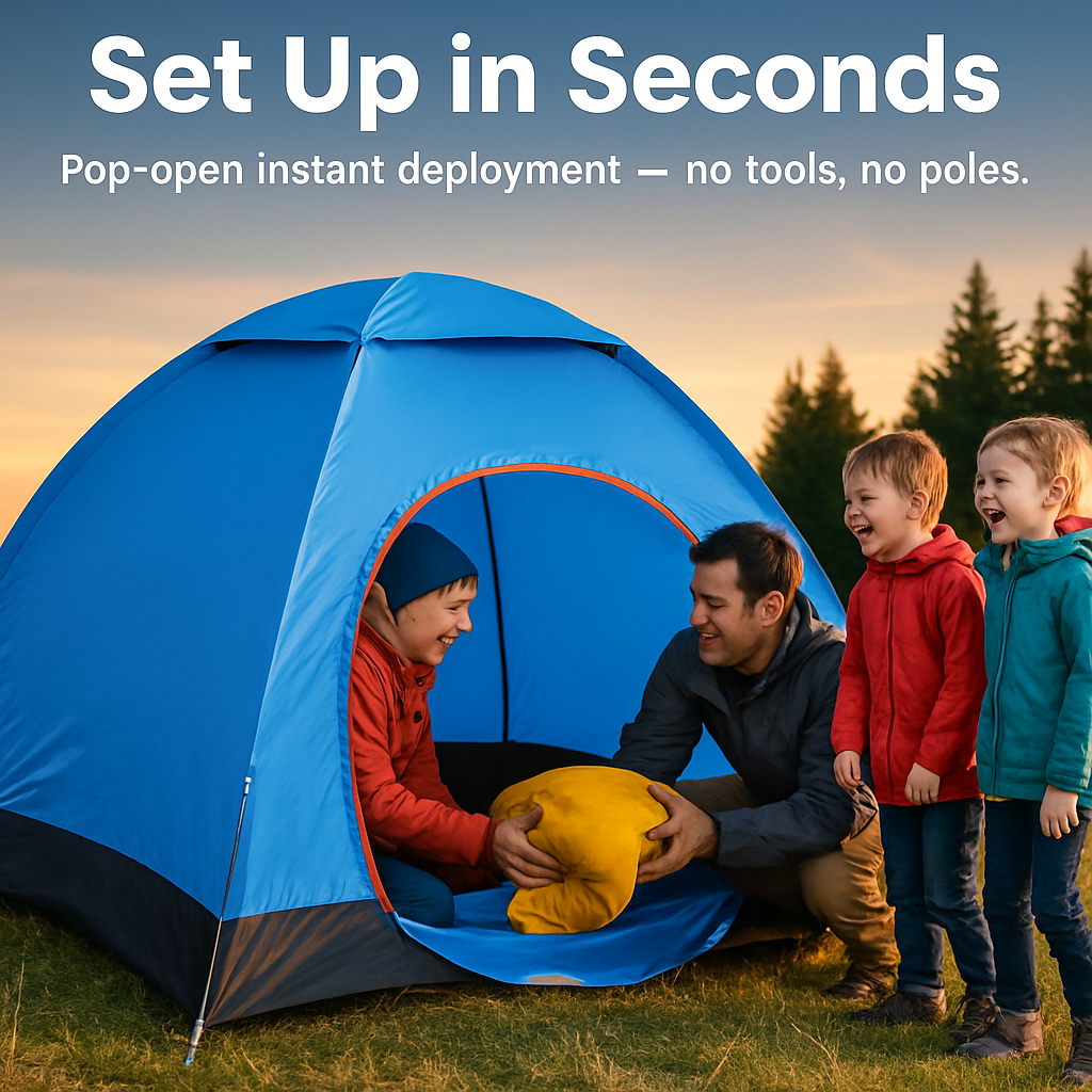 Camping Pop Up Tent for 3-4 People - Quick Setup, All-Season