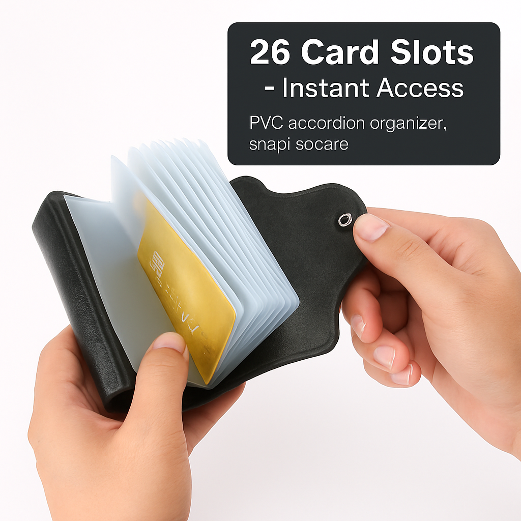 Card Organizer Pouch: Slim PU Leather Holder for 26 Cards
