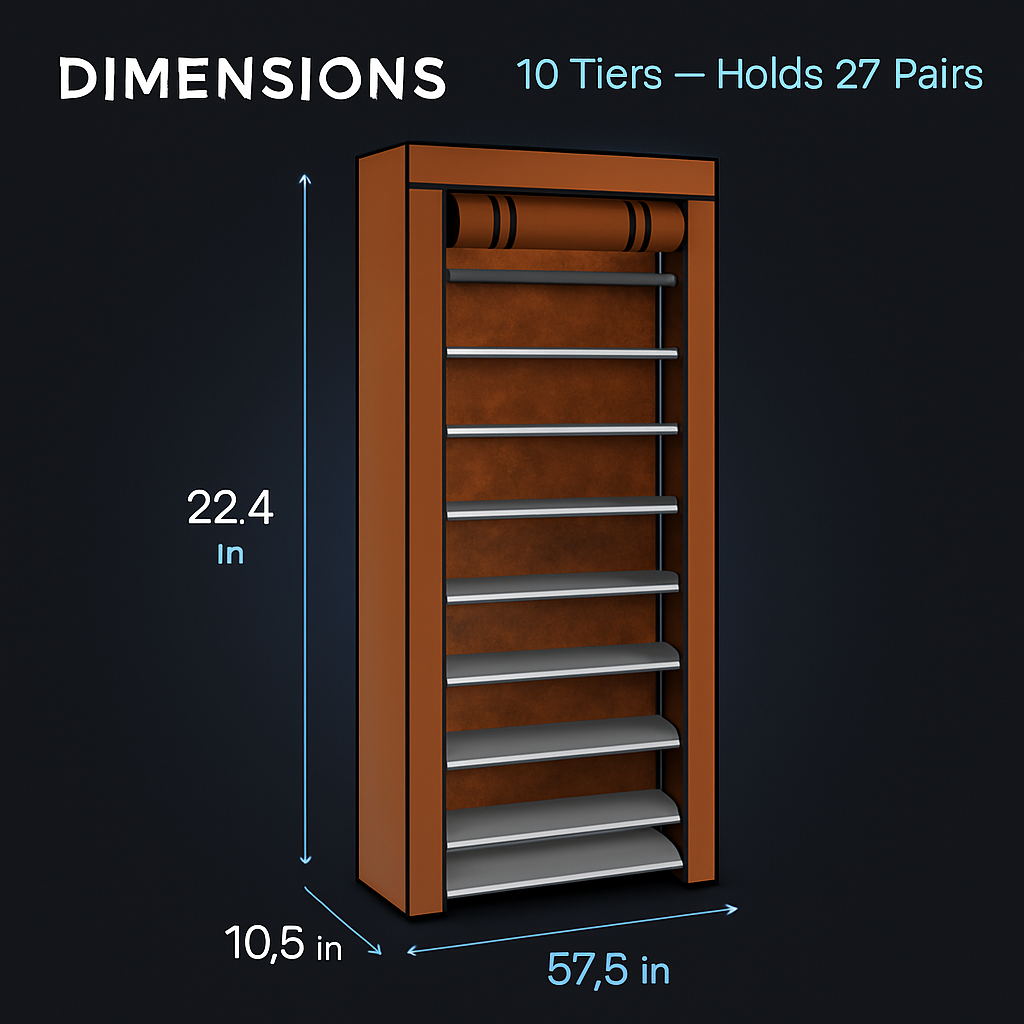 10-Tier Shoe Cabinet for Entryway Organization
