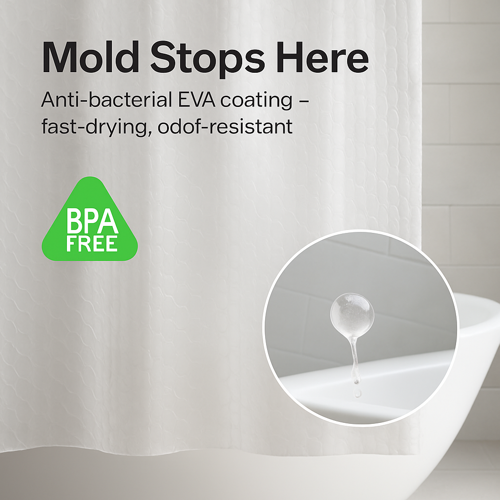 Shower Curtain: Quick-Dry, Mildew-Resistant