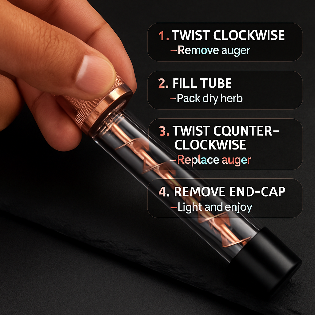 Glass Blunt Pipe Twisty Grinder Kit for Home Use