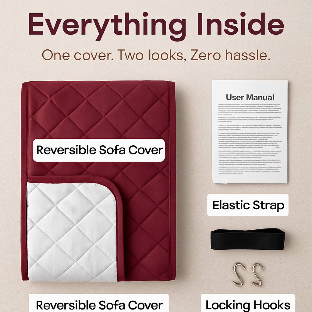Reversible Sofa Cover for Chair, Loveseat, Sofa