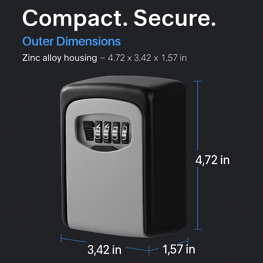 Key Lock Box with 4-Digit Resettable Code for Outdoors
