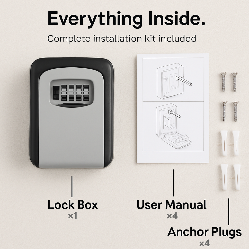 Key Lock Box with 4-Digit Resettable Code for Outdoors