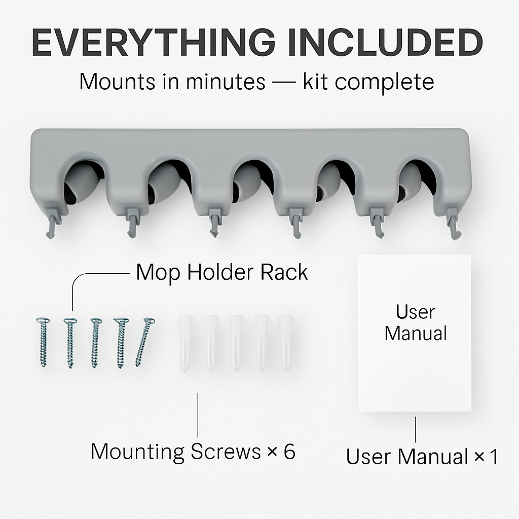 Mop Holder Wall Mount for Mops and Brooms