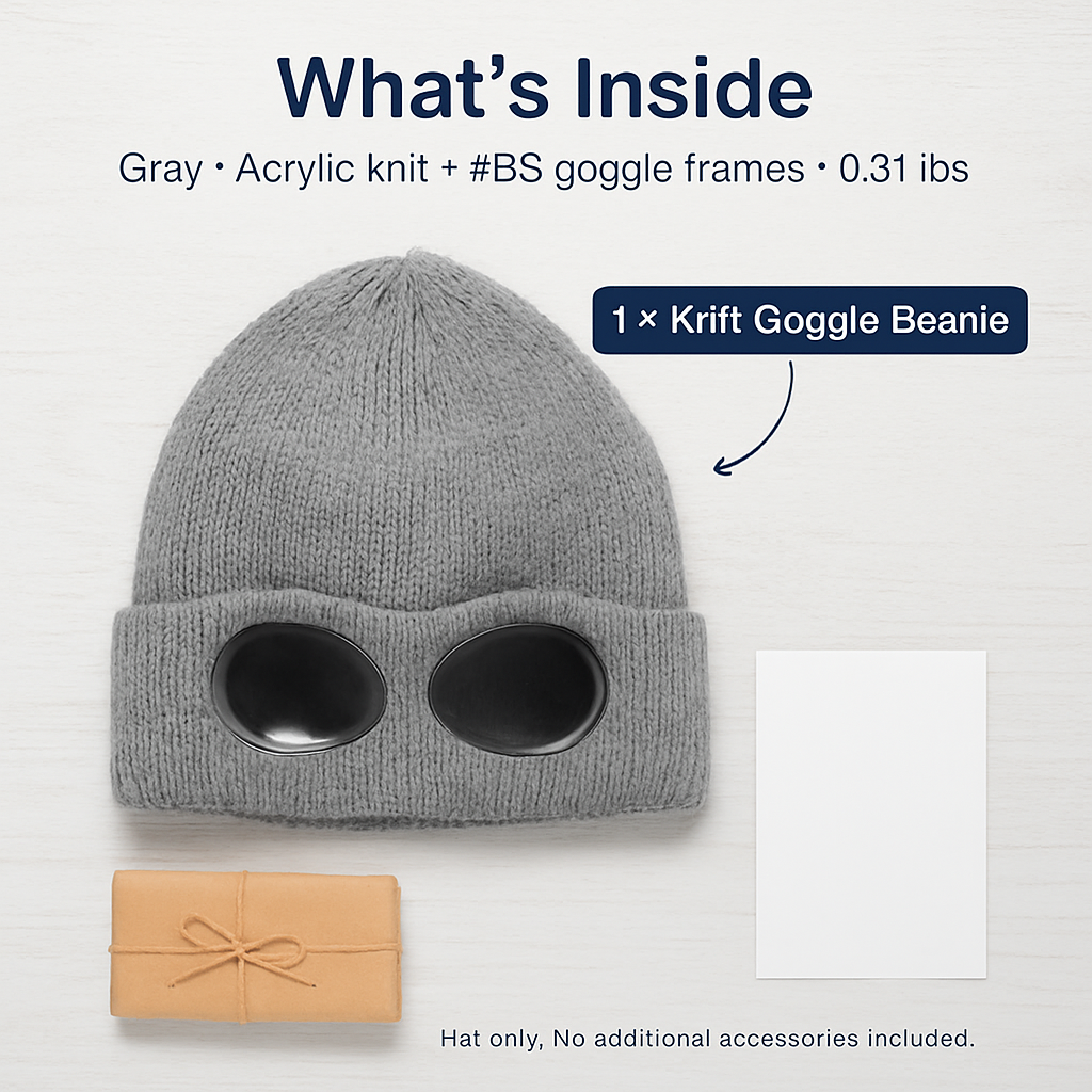 Knit Beanie Hat with Goggles for Cold Weather