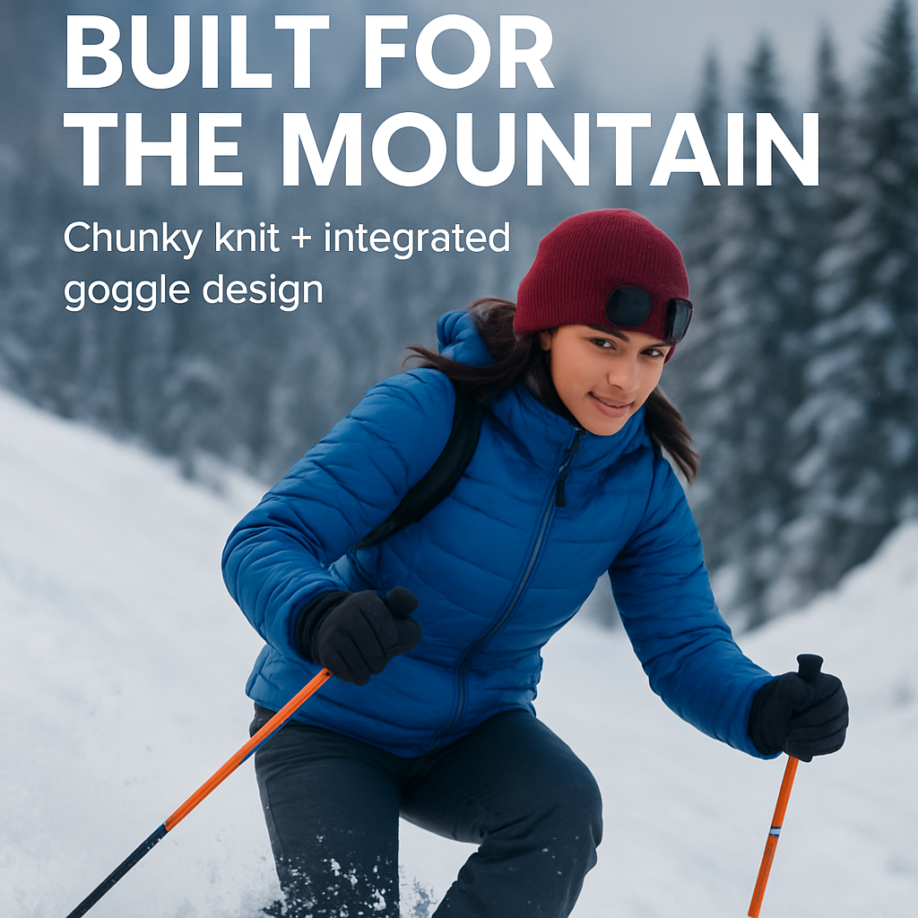 Knit Beanie Hat with Goggles for Cold Weather