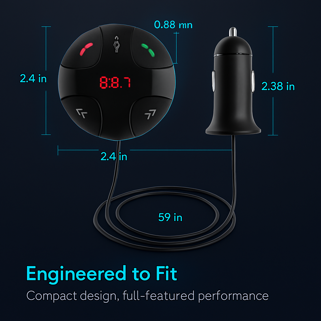 Wireless FM Transmitter Car Kit for Hands-Free Calls