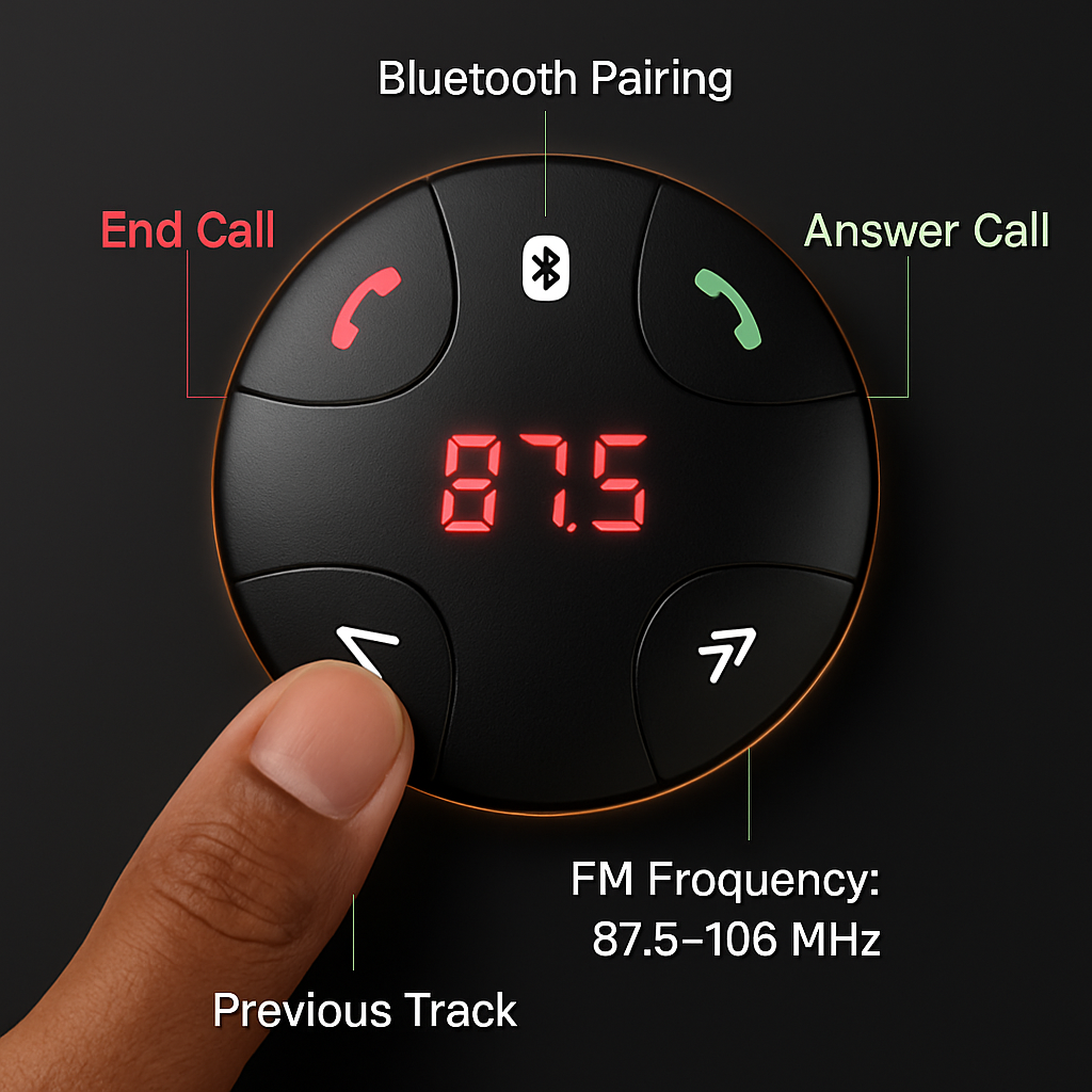 Wireless FM Transmitter Car Kit for Hands-Free Calls