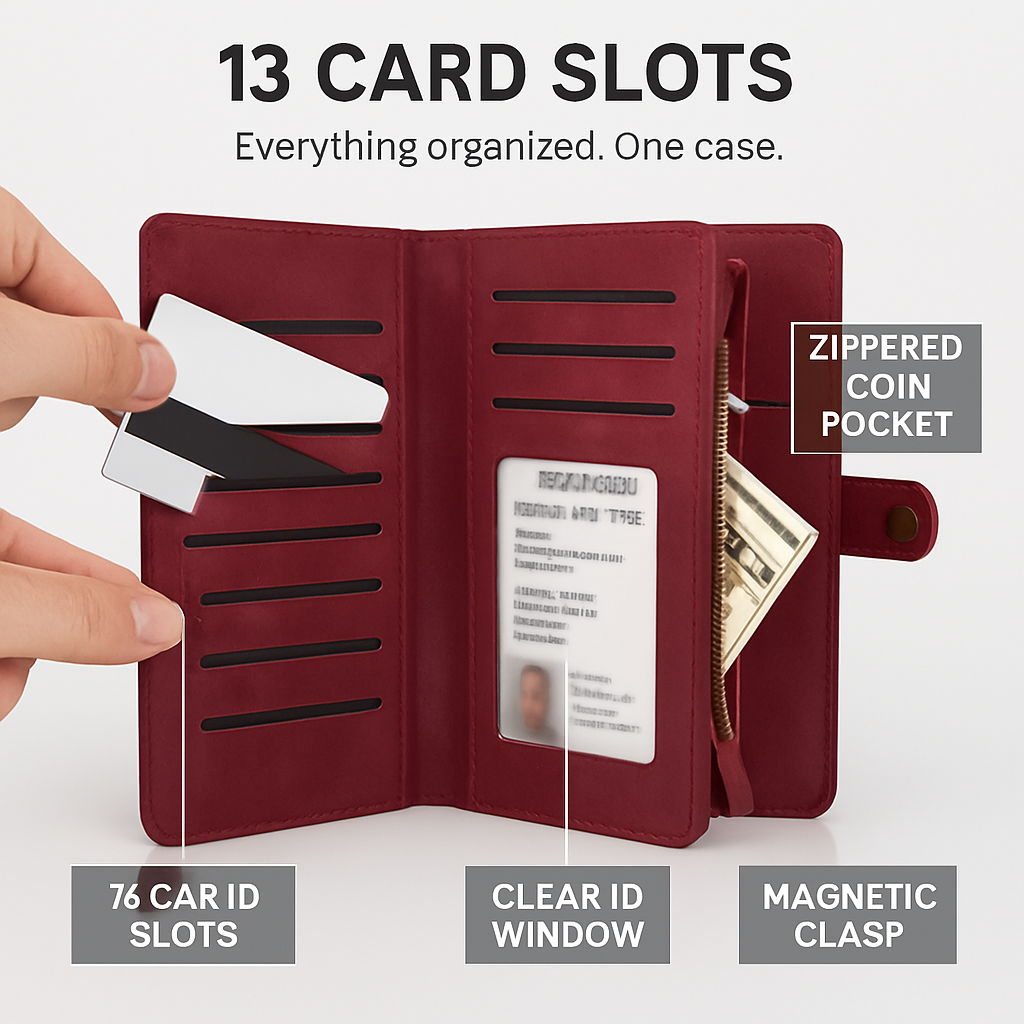 Wallet Case with Detachable Phone and Card Wallet