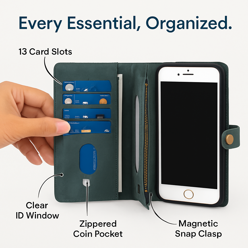 Wallet Case with Card Slot - Slim Detachable Wallet System
