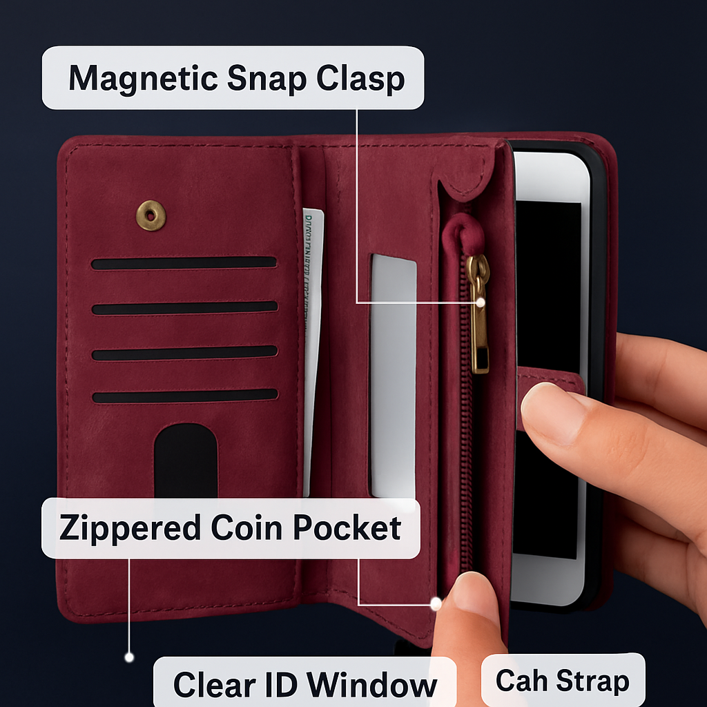 Wallet Case with Card Slot - Slim Detachable Wallet System