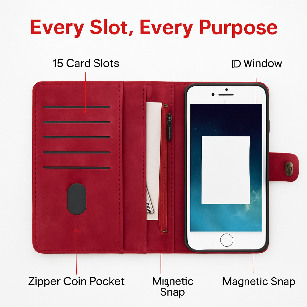 Phone Wallet Case for iPhone 8 Plus with Slim Pocket