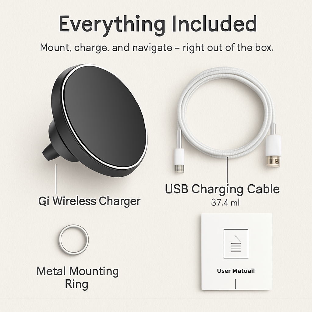 Magnetic Wireless Car Charger & Phone Holder Mount