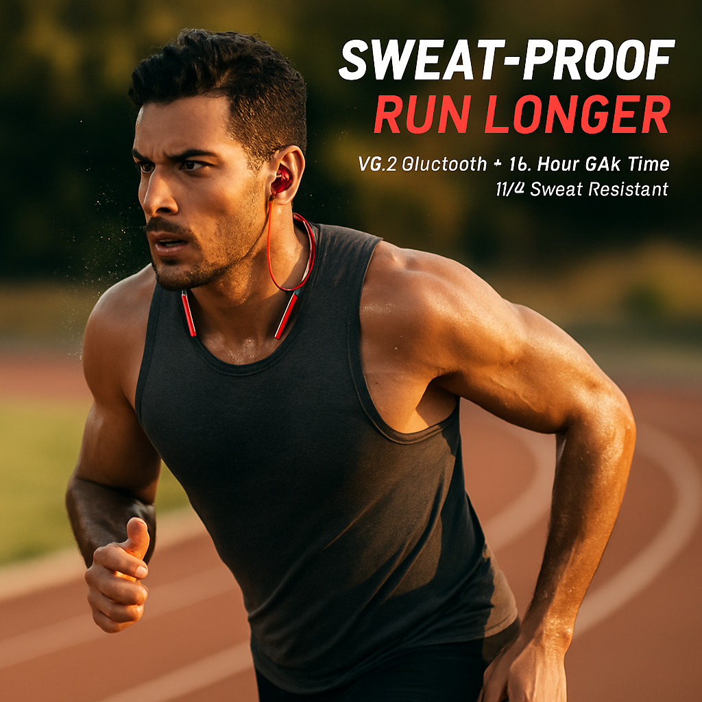Wireless Neckband Headphones for Sports and Calls