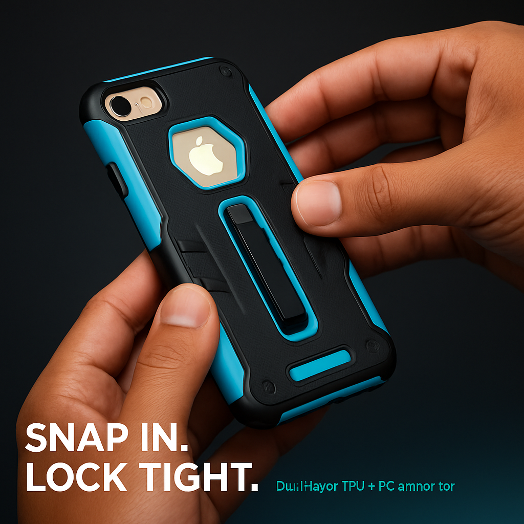 iPhone 8 Case with Kickstand - Green/Black
