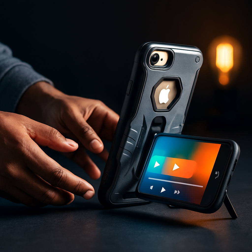 iPhone 8 Case with Kickstand - Green/Black