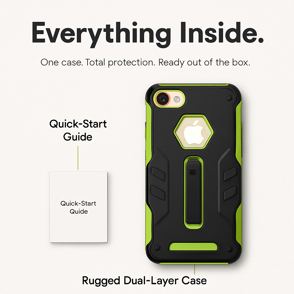 iPhone 8 Case with Kickstand - Green/Black