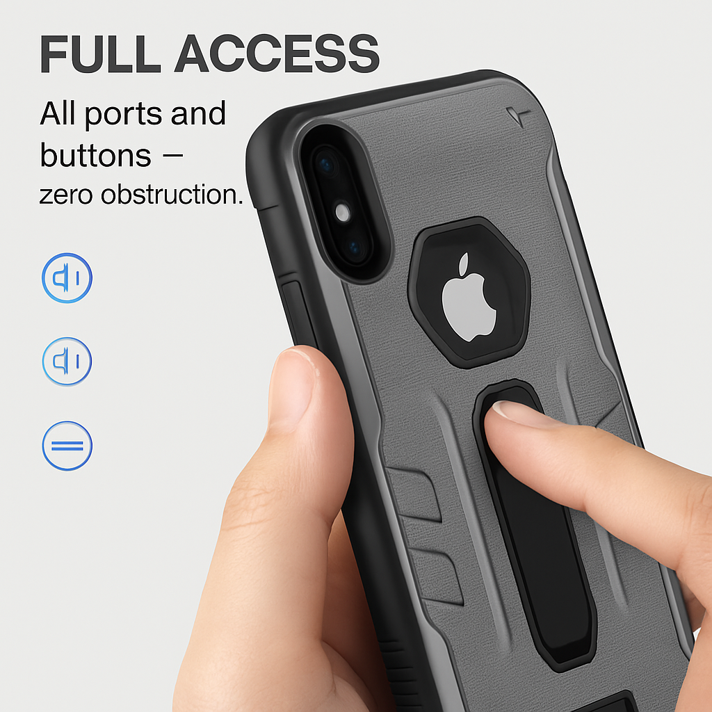 Rugged Phone Case for iPhone X with Kickstand