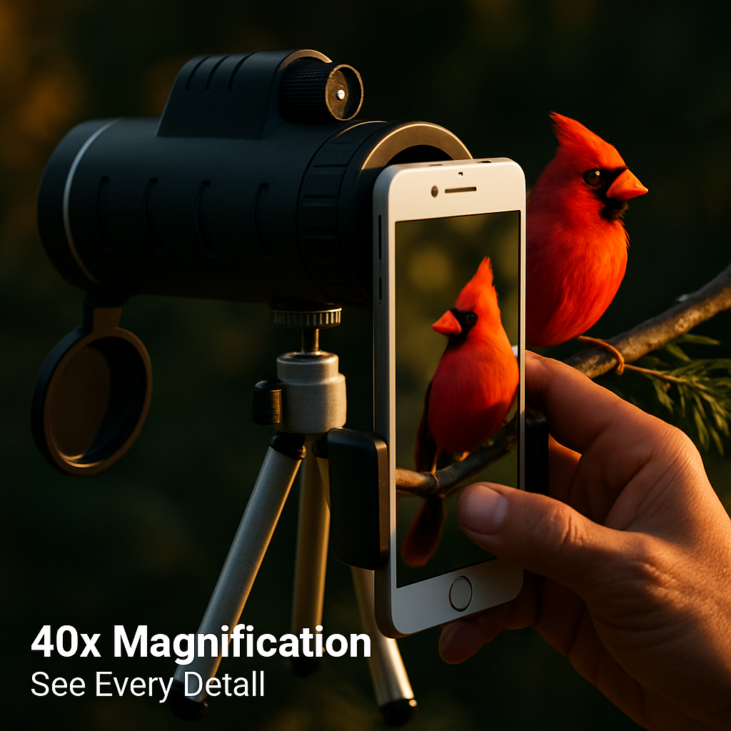 Monocular Telescope with Phone Holder and Tripod