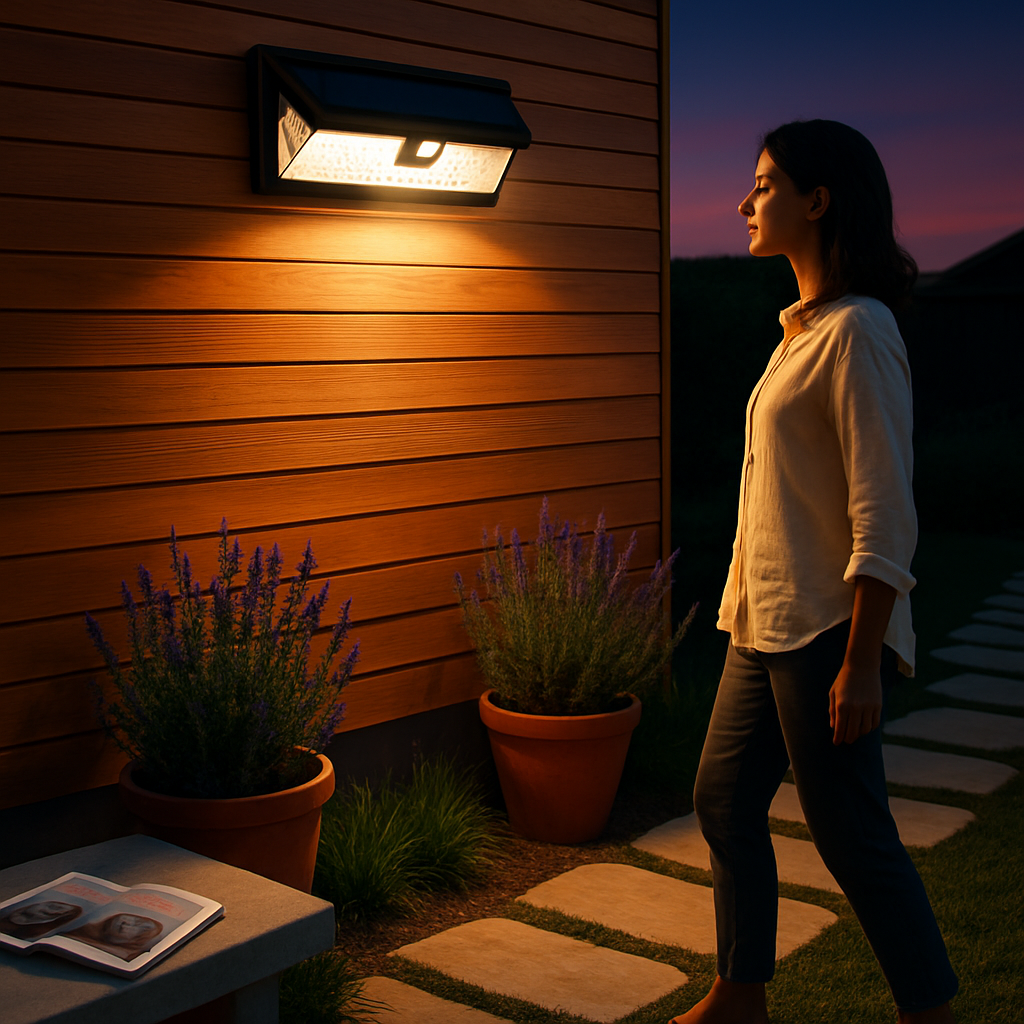 Solar Wall Light with Motion Sensor for Outdoors