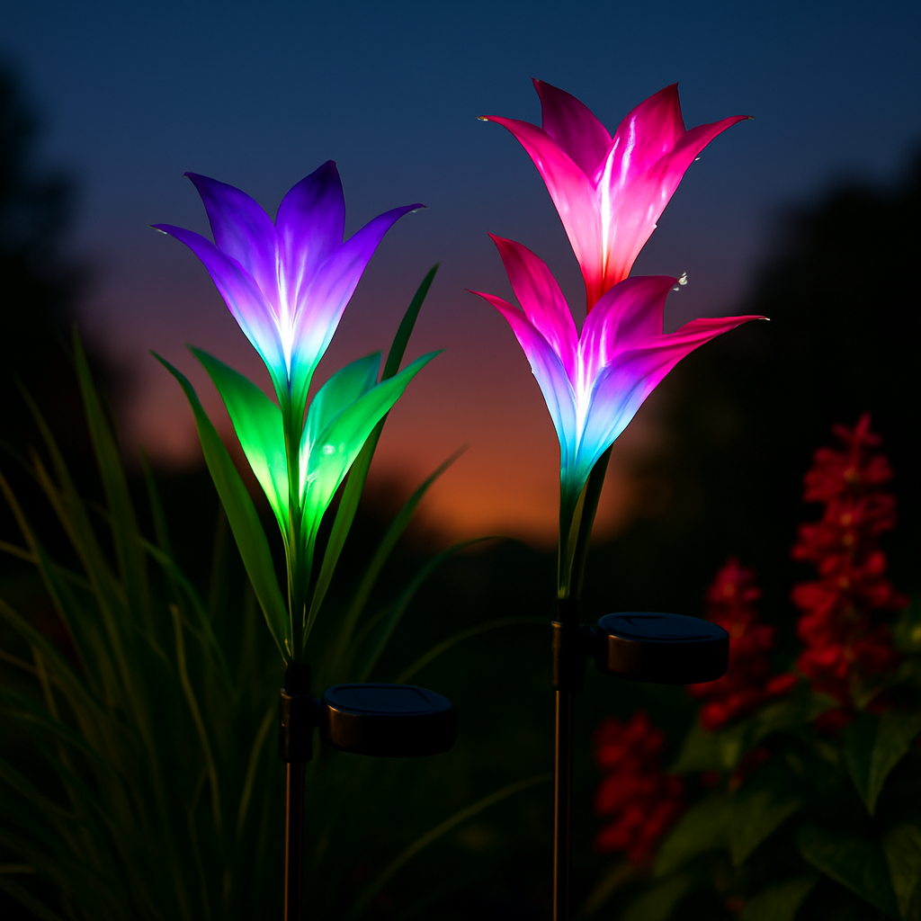 Lily Solar Garden Lights with Color-Changing LEDs