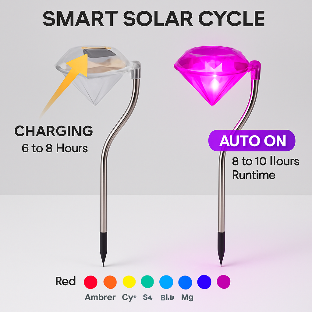 Solar Diamond Garden Light for Pathways and Patio