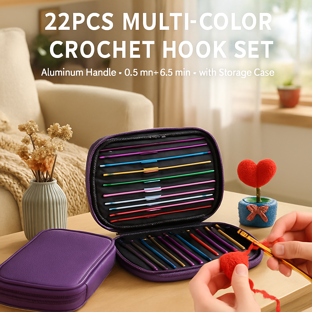 Crochet Hook Set for Smooth Stitching in Color-Coded Handles