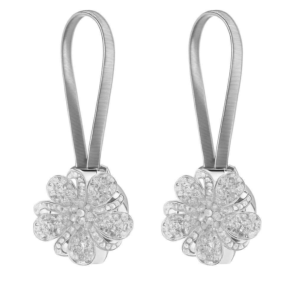 Magnetic Curtain Tiebacks with Extendable Floral Design