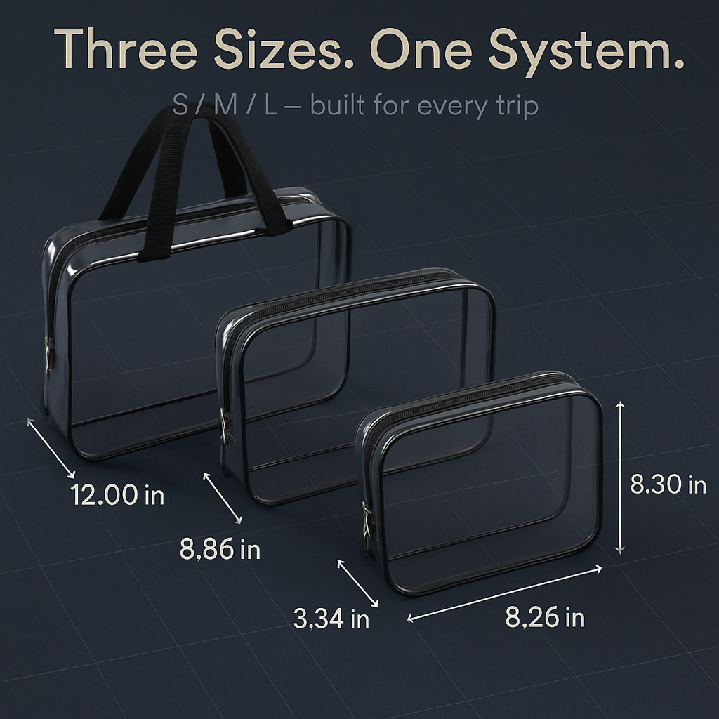 Clear Travel Bags Set for Toiletry Organization
