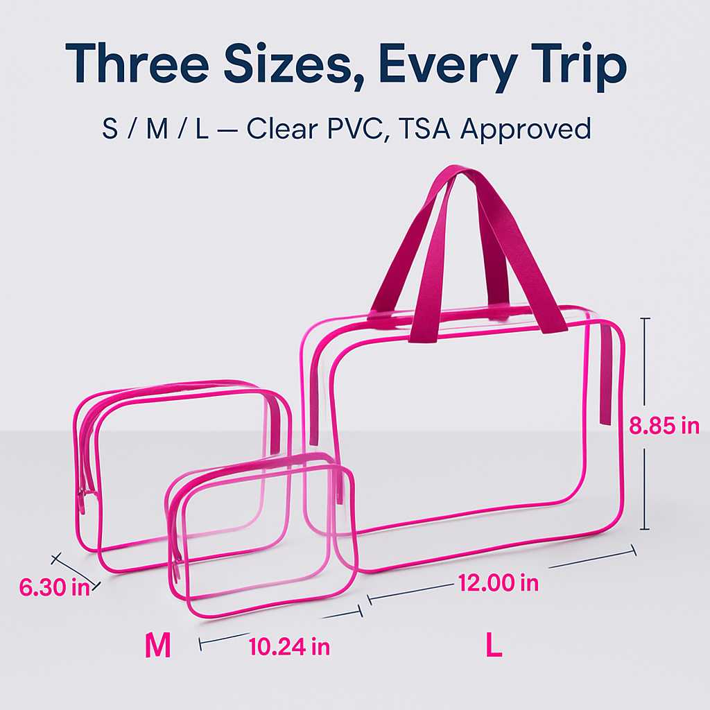 Clear Travel Bags Set for Toiletry Organization