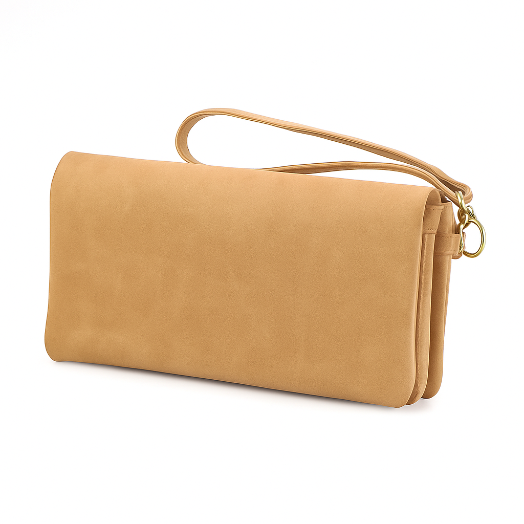 Leather Clutch Wallet with Card Slots and Phone Pocket