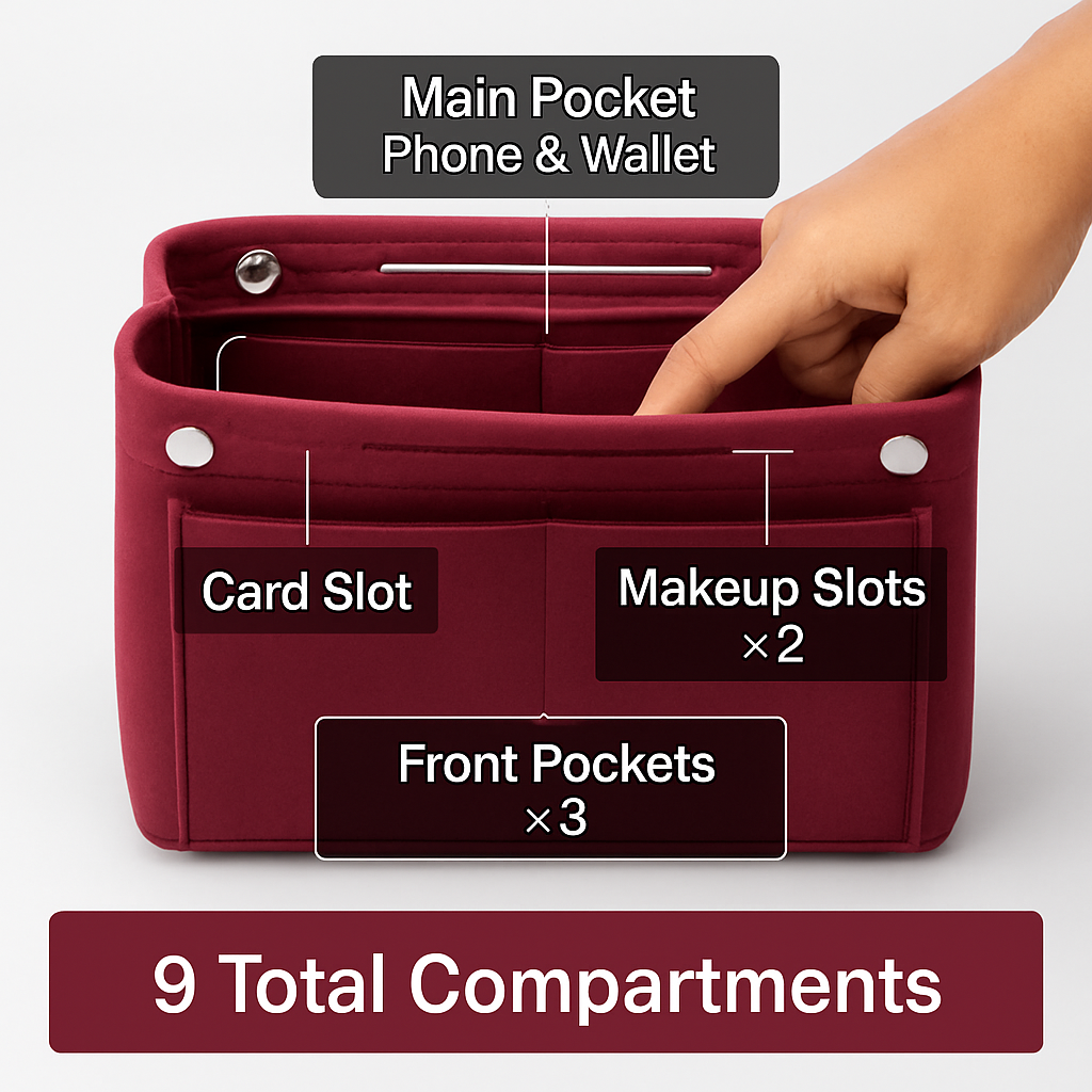 Felt Handbag Insert Organizer for Purses and Totes