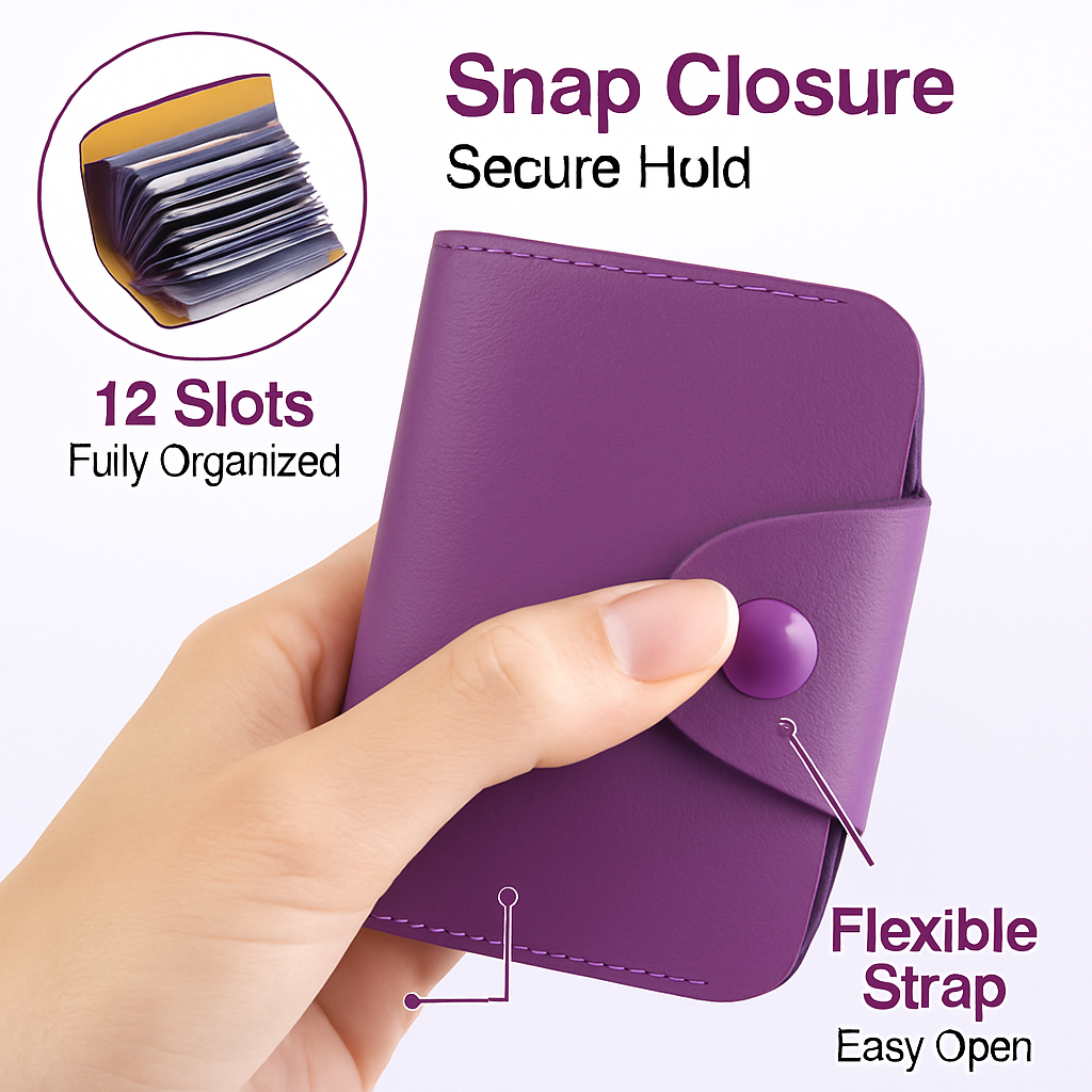 Credit Card Holder Wallet with Snap Closure
