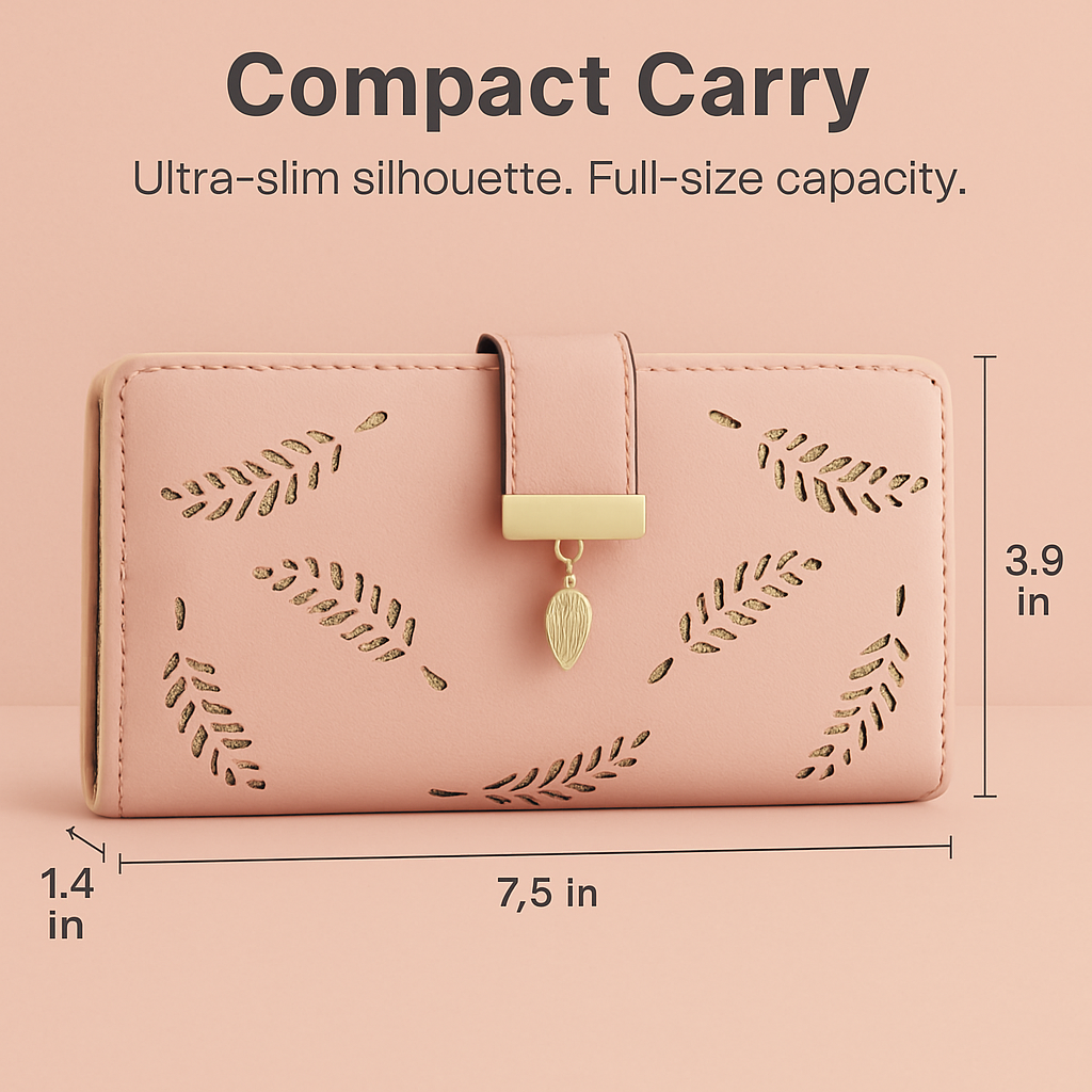 Leather Wallet Clutch - Card Slots - PU Leather - Compact