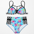 Floral Padded Push-Up Bikini Set with High-Waist