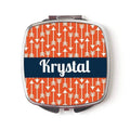 Geometric Arrow Personalized Purse Mirror - Orange & Navy